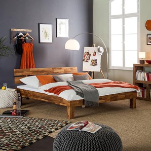 Massivholzbett AresWOOD 160 x 200cm Massivholz Eiche, geölt Braun/Eiche mit Kopfteil Eiche
