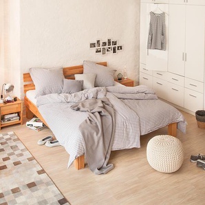 Massivholzbett AresWOOD 200 x 200cm Massivholz Kernbuche, geölt Braun/Beige/Kernbuche mit Kopfteil Kernbuche