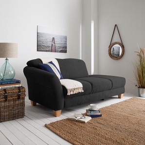 Recamiere Webstoff Schwarz/Schwarz Webstoff 194 x 84 x 91cm Armlehne davorstehend links Natur