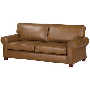 Sofa Alexo 2-Sitzer Braun/Cognac Bezug: Echtleder Füße: Massivholz Buche 200 x 94 x 93cm Skandi