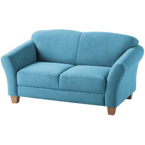 Sofa 2-Sitzer Webstoff Blau/Hellblau Webstoff 163 x 84 x 89cm Natur