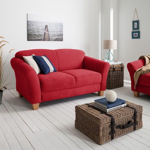 Sofa 2-Sitzer Webstoff Rot/Rot Webstoff 163 x 84 x 89cm Natur