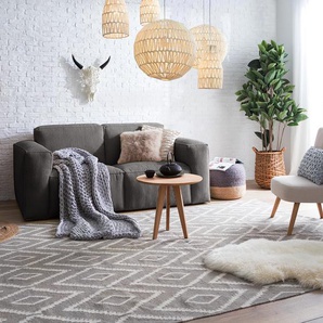 2-Sitzer Sofa Grau/Grau Cordstoff Lola 190 x 75 x 96cm Boho
