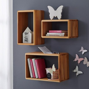 Wandregal Anamur 3er-Set Massivholz Kernbuche, geölt Braun 100 x 50 x 20cm Kernbuche