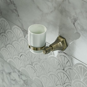 Art Deco Zahnputzbecher - gebürstetes Messing -  Earlham