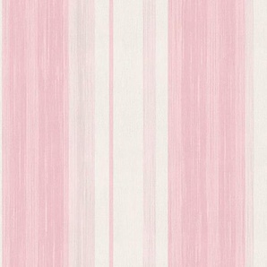 Art for the home Vliestapete Streifen, Streifen, (1 St), Rosa/Weiss - 10m x 53 cm