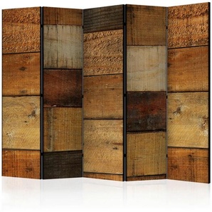 artgeist Paravent, Braun, Cognac, Holz, Textil, Kiefer, massiv, Holzoptik, 225x172x3 cm, Motiv auf Vorderseite, Wohnzimmer, Raumteiler & Paravents, Paravents