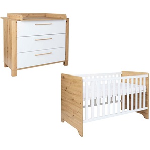 arthur berndt Babymöbel-Set Babyzimmer Set »Marlon« 2-teilig, (Spar-Set, 2-tlg., Kinderbett und Wickelkommode)