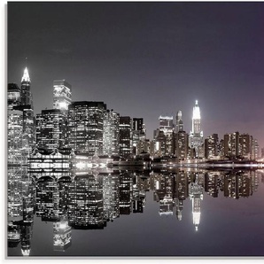 Artland Glasbild New York Skyline nächtliche Reflektion, Amerika (1 St), in verschiedenen Größen