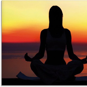 Artland Glasbild Yoga im Sonnenuntergang, Spa (1 St), in verschiedenen Größen