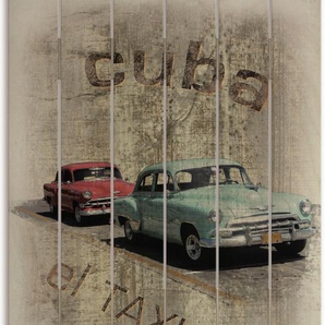 Holzbild ARTLAND Kuba - Das Taxi Bilder Gr. B/H/T: 60 cm x 80 cm x 2,4 cm, Holzbild Auto Hochformat, 1 St., braun Holzbilder