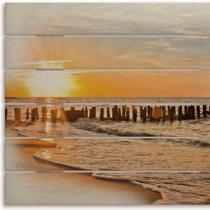 Artland Holzbild Schöner Sonnenuntergang am Strand, Strandbilder (1 St)
