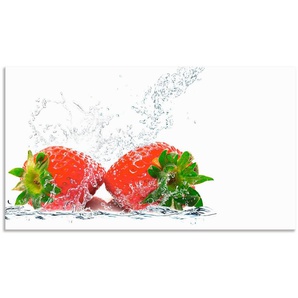 Artland Küchenrückwand Erdbeeren mit Spritzwasser, (1-tlg), Alu Spritzschutz mit Klebeband, einfache Montage