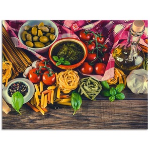 Artland Küchenrückwand Italienisch mediterrane Lebensmittel, (1-tlg), Alu Spritzschutz mit Klebeband, einfache Montage