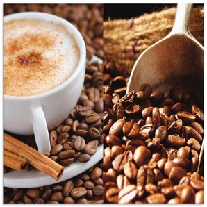 Artland Küchenrückwand Kaffee - Cappuccino - Heißer Kaffee, (1-tlg), Alu Spritzschutz mit Klebeband, einfache Montage