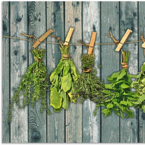 Artland Küchenrückwand Kräuter mit Holzoptik, (1-tlg), Alu Spritzschutz mit Klebeband, einfache Montage