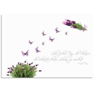 Artland Küchenrückwand Lila Schmetterlinge an Lavendel, (1-tlg), Alu Spritzschutz mit Klebeband, einfache Montage