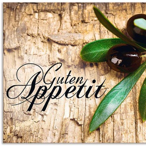 Artland Küchenrückwand Oliven Guten Appetit, (1-tlg), Alu Spritzschutz mit Klebeband, einfache Montage