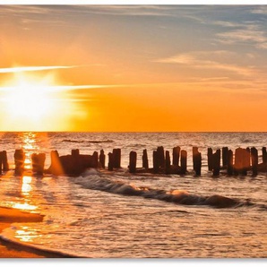 Artland Küchenrückwand Schöner Sonnenuntergang am Strand, (1-tlg), Alu Spritzschutz mit Klebeband, einfache Montage
