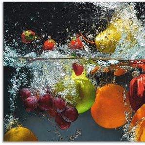 Artland Küchenrückwand Spritzendes Obst auf dem Wasser, (1-tlg), Alu Spritzschutz mit Klebeband, einfache Montage