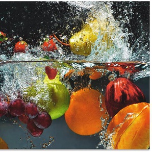 Artland Küchenrückwand Spritzendes Obst auf dem Wasser, (1-tlg), Alu Spritzschutz mit Klebeband, einfache Montage