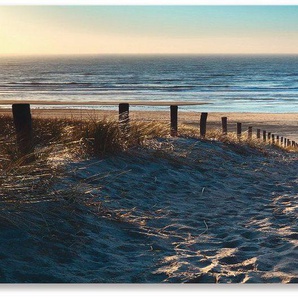 Artland Küchenrückwand Weg zum Nordseestrand Sonnenuntergang, (1-tlg), Alu Spritzschutz mit Klebeband, einfache Montage
