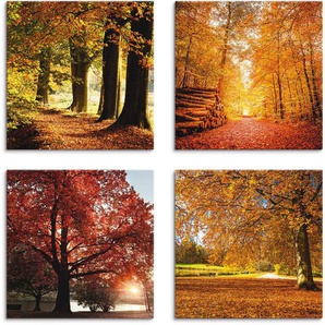 Artland Leinwandbild Herbstlandschaft, Bäume (4 St), 4er Set, verschiedene Größen