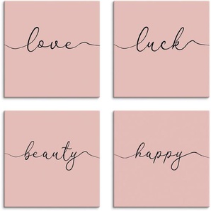 Artland Leinwandbild Liebe Glück Schönheit Frohsinn, Sprüche & Texte (4 St), 4er Set, verschiedene Größen