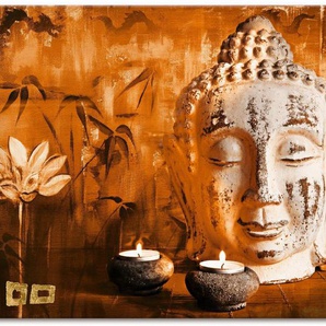 Artland Wandbild Buddha mit Kerzen, Religion (1 St), als Leinwandbild, Poster in verschied. Größen