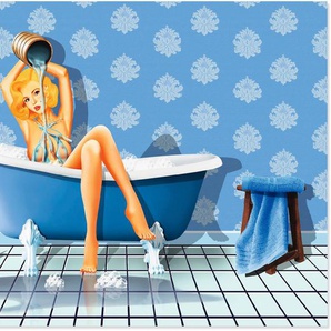 Artland Wandbild Das sexy blaue Badezimmer, Frau (1 St), als Leinwandbild, Poster, Wandaufkleber in verschied. Größen