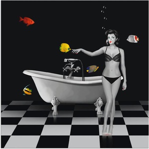 Artland Wandbild Ein Badezimmer für Fische, Frau (1 St), als Alubild, Leinwandbild, Wandaufkleber oder Poster in versch. Größen