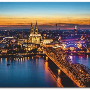 Artland Wandbild Erleuchtetes Köln von oben, Deutschland (1 St), als Alubild, Leinwandbild, Wandaufkleber oder Poster in versch. Größen
