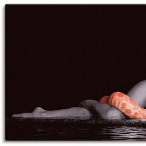 Artland Wandbild Frau in Wasser liegend mit Python, Frau (1 St), als Leinwandbild, Poster, Wandaufkleber in verschied. Größen