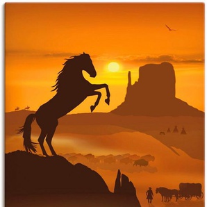 Artland Wandbild Freiheit für den schwarzen Mustang, Haustiere (1 St), als Leinwandbild, Wandaufkleber oder Poster in versch. Größen