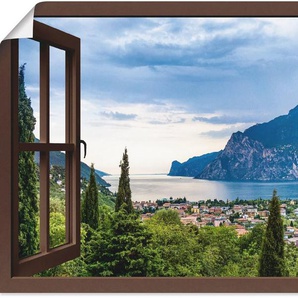 Artland Wandbild Gardasee durchs braune Fenster, Seebilder (1 St), als Alubild, Leinwandbild, Wandaufkleber oder Poster in versch. Größen