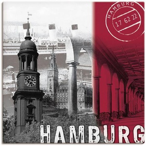 Artland Wandbild Hamburg_ bordeauxrot, Deutschland (1 St), als Leinwandbild, Poster in verschied. Größen