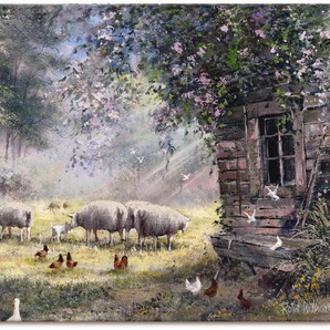 Artland Leinwandbild Hühner und Schafe, Haustiere (1 St), auf Keilrahmen gespannt