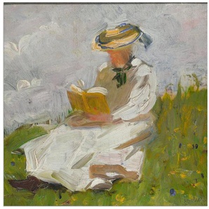 Artland Wandbild Lesende Frau im Grünen. 1906, Frau (1 St), als Alubild, Leinwandbild, Wandaufkleber oder Poster in versch. Größen