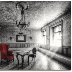 Artland Wandbild Lost Place - Roter Sessel, Architektonische Elemente (1 St), als Alubild, Leinwandbild, Wandaufkleber oder Poster in versch. Größen
