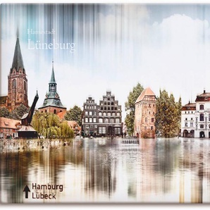 Artland Leinwandbild Lüneburg Skyline Abstrakte Collage, Deutschland (1 St), auf Keilrahmen gespannt