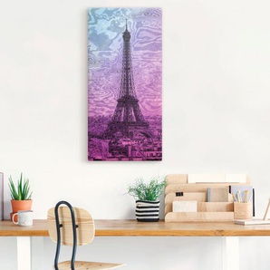 Artland Wandbild Paris Eiffelturm Lila/Blau, Gebäude (1 St), als Alubild, Leinwandbild, Wandaufkleber oder Poster in versch. Größen