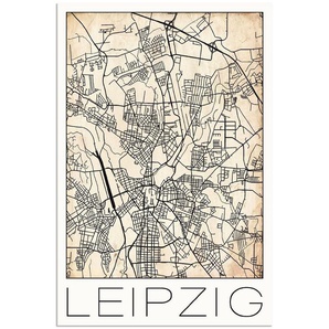 Artland Wandbild Retro Karte Leipzig Deutschland Grunge, Deutschland (1 St), als Alubild, Leinwandbild, Wandaufkleber oder Poster in versch. Größen