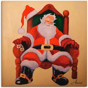 Artland Leinwandbild Schlafender Weihnachtsmann, Weihnachten (1 St), auf Keilrahmen gespannt