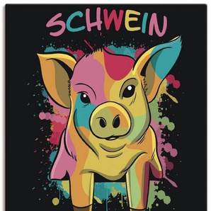 Artland Leinwandbild Schwein Gehabt, Humor (1 St), auf Keilrahmen gespannt
