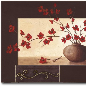 Wandbild ARTLAND Stillleben mit roten Blüten II Bilder Gr. B/H: 101,4 cm x 51,4 cm, Wandbild Vasen & Töpfe, 1 St., beige (naturfarben) Kunstdrucke