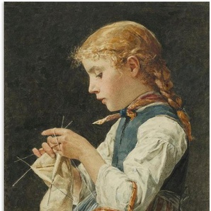 Artland Wandbild Strickendes Mädchen. Um 1886, Bilder von Kindern (1 St), als Alubild, Leinwandbild, Wandaufkleber oder Poster in versch. Größen