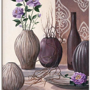 Artland Wandbild Violette Rosen und braune Vasen, Vasen & Töpfe (1 St), als Leinwandbild in verschied. Größen