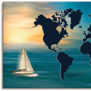 Artland Wandbild Weltumsegelung mit Weltkarte, Landkarten (1 St), als Leinwandbild, Poster in verschied. Größen
