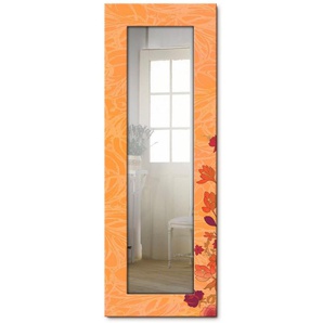 Artland Dekospiegel Blumen orange, gerahmter Ganzkörperspiegel, Wandspiegel, mit Motivrahmen, Landhaus