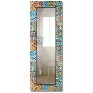 Artland Dekospiegel Gemusterte Keramikfliesen, gerahmter Ganzkörperspiegel, Wandspiegel, mit Motivrahmen, Landhaus